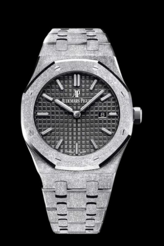 33MM White Gold Frosted Royal Oak Black Dial