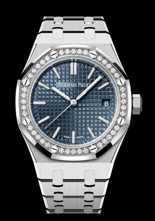 AP 37MM Royal Oak Selfwinding 50th Anniversary, Stainless Steel, Blue Dial, Diamond Bezel 2022