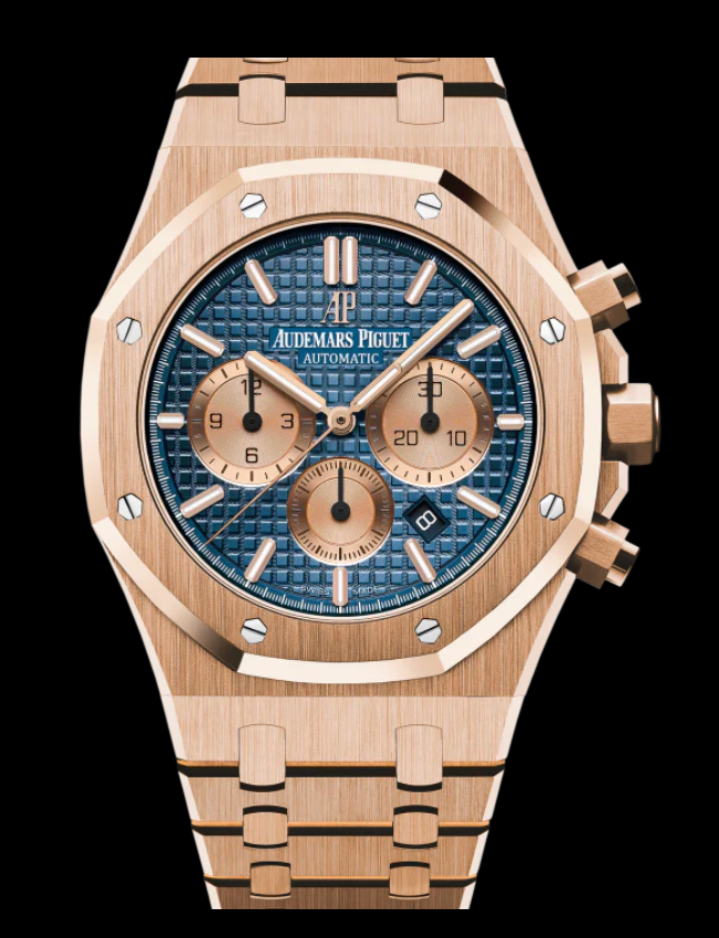 AP 41MM Rose Gold Royal Oak Chronograph Blue Dial